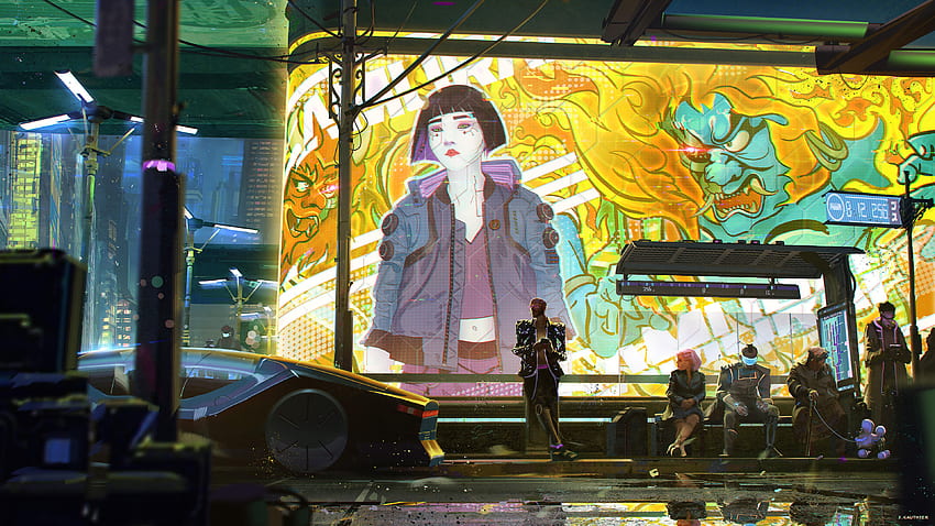 1. PLATZ – Cyberpunk 2077 „Your Night City“-Illustrationswettbewerb []. : R, Cyberpunk-Illustration HD-Hintergrundbild