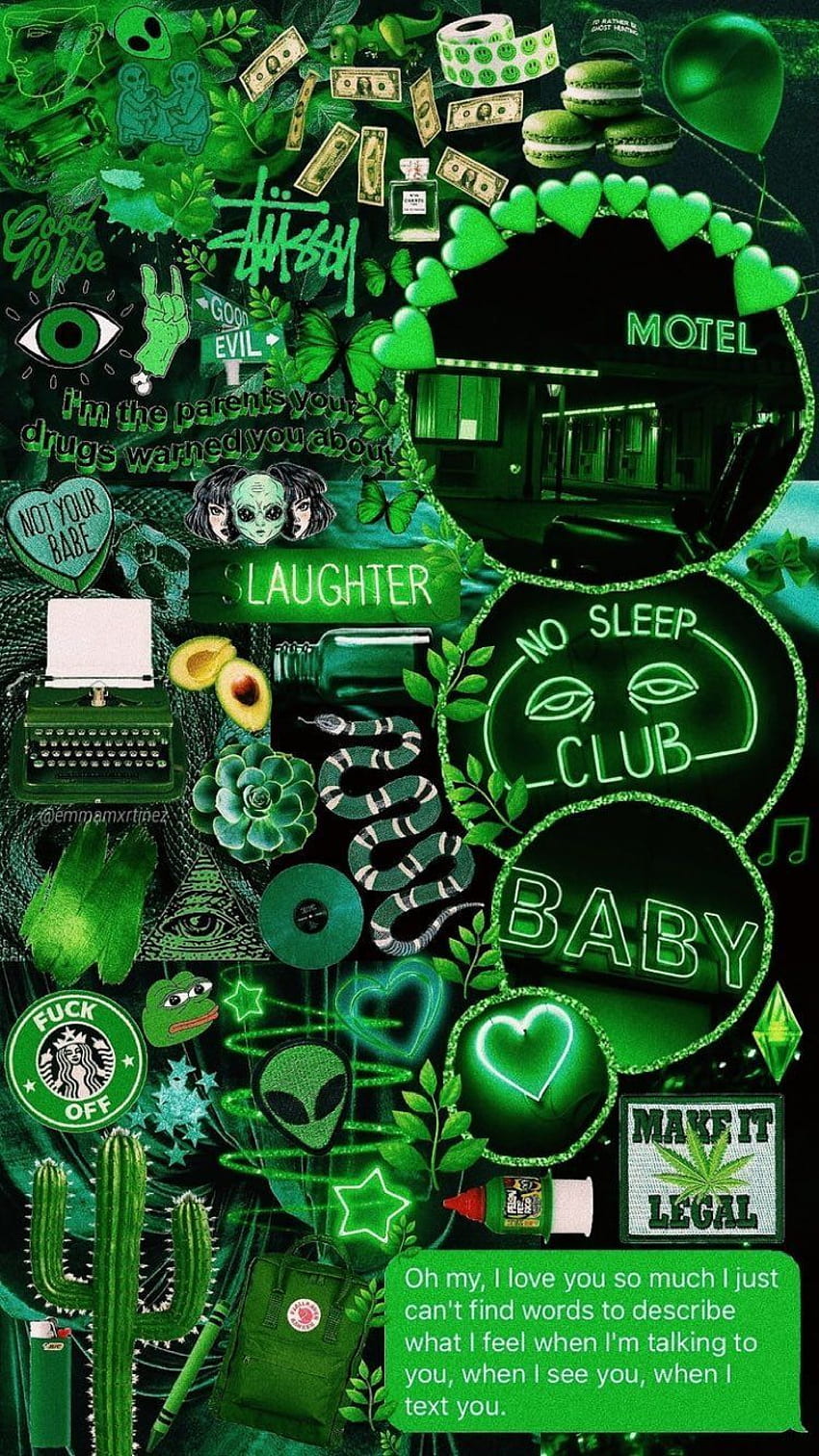 Тъмнозелен гръндж естетичен, гръндж естетичен Tumblr Drug HD тапет за телефон