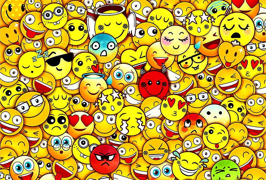 Collages of Happy Faces, face, happy, yellow, red, collages HD wallpaper