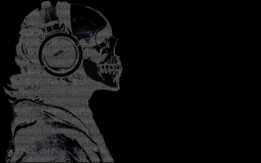 ascii、黒、暗い、男、ハッカー、ヘッドフォン、頭蓋骨、テキスト - Rare Gallery, Hacker Glitch 高画質の壁紙