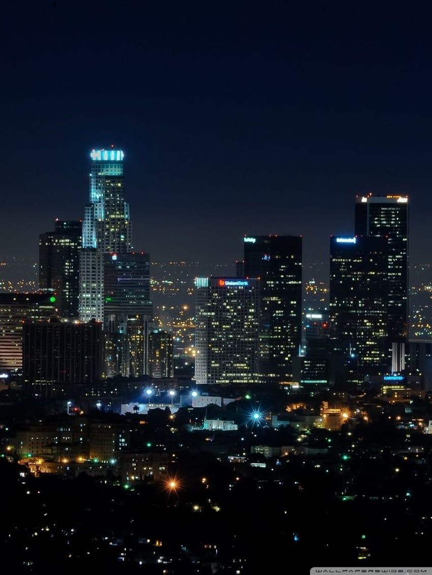 Downtown LA at Night Ultra Background HD phone wallpaper