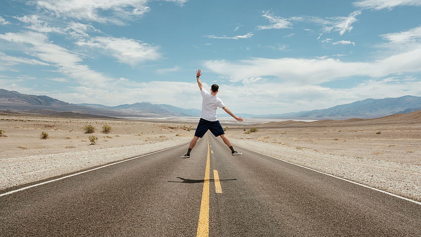 Desert, , , Road, Human, Person, Bounce, Jump, Levitation HD wallpaper