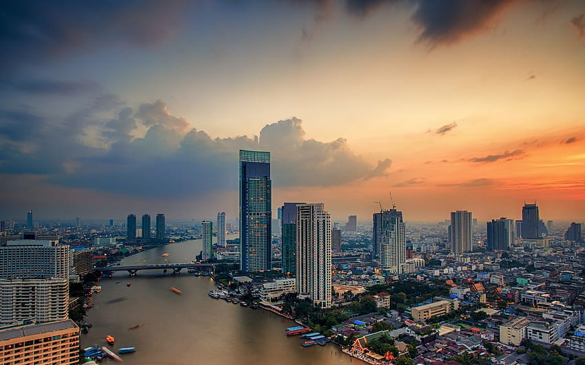 ciudad, grafía, bangkok, horizonte de bangkok fondo de pantalla