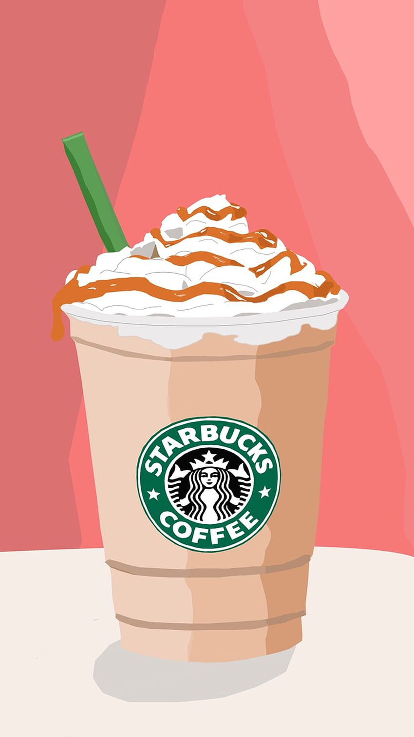 Dibujos animados lindo de Starbucks, dibujos animados de café fondo de pantalla del teléfono