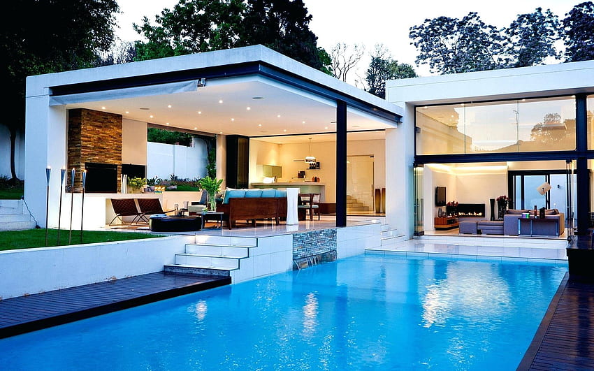 decoration: Nice House Elegant Swimming Pool Designs HD wallpaper