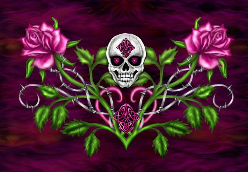 gothic-skull, Deutschland, Gothic, Rosa, Rose HD wallpaper