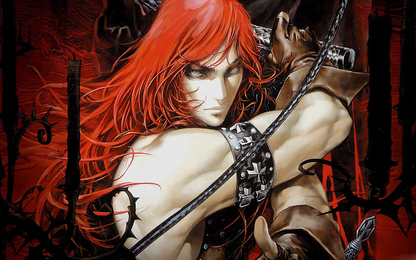 Castlevania, video game, fantasy, red, hair, assassin HD wallpaper