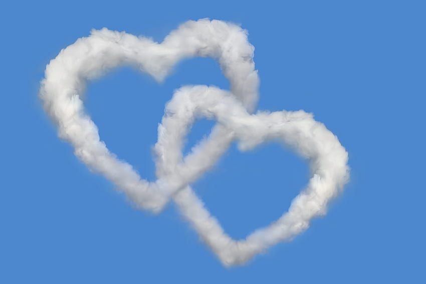 Небе, сърца, облаци, любов HD тапет