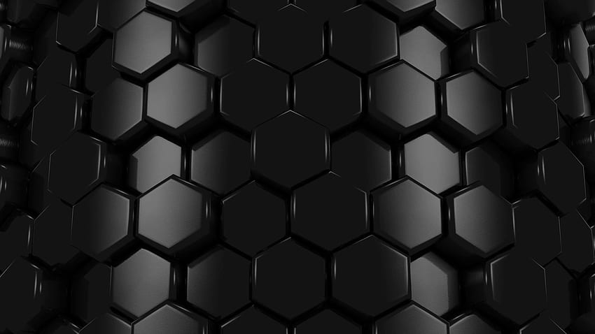 - 06 - 黒 3D ハニカム パターン 高画質の壁紙