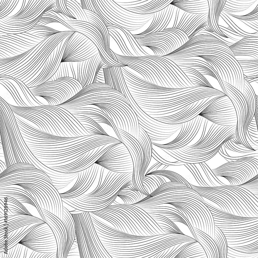 Abstract cartoon black white background, . Doodle pattern sea waves, ocean, river, wind. Seamless texture fabric, printing, web design, card, poster, flyer, banner, packaging, wrapping Stock Vector, Cartoon Banner HD phone wallpaper