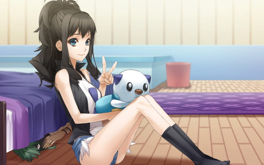Anime, girl, pet, unknown HD wallpaper