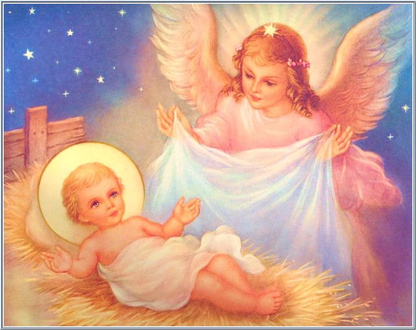 Сладко бебе Исус, бог, бебе, Исус, Христос, ангел, религия HD тапет