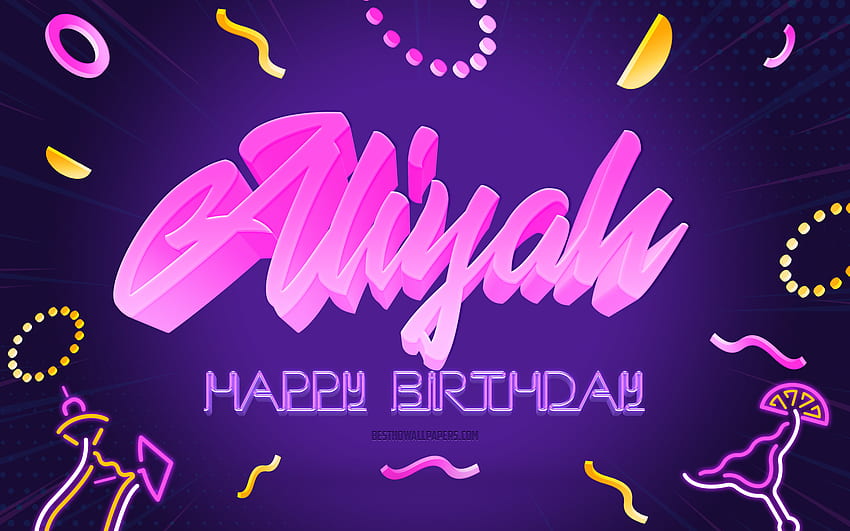 Happy Birtay Aliyah, , Purple Party Background, Aliyah, creative art, Happy Aliyah birtay, Alejandro name, Aliyah Birtay, Birtay Party Background HD wallpaper