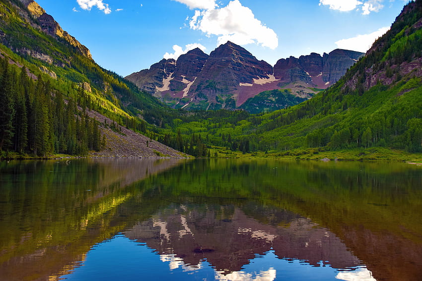 Природа, планини, САЩ, езеро, САЩ, Марун Белс, Колорадо HD тапет