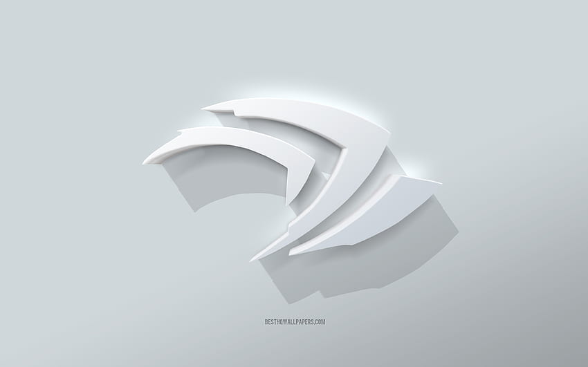 Nvidia logo, white background, Nvidia 3d logo, 3d art, Nvidia, 3d Nvidia emblem HD wallpaper