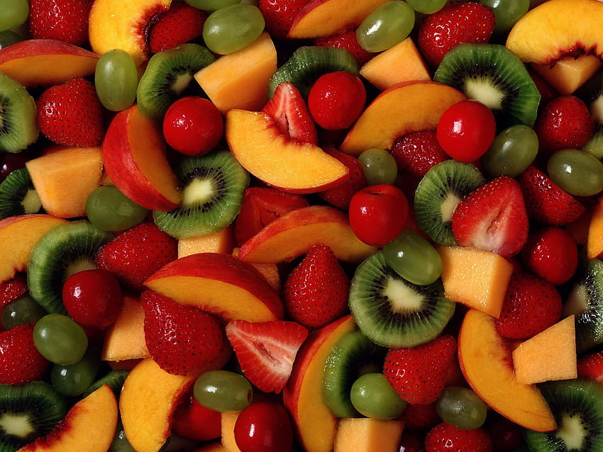 Frutas, comida, fresa, uvas, kiwi, bayas fondo de pantalla