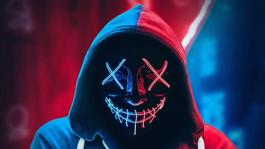 Neon Mask Hoodie Resolution , , Background, and, Neon Face Mask HD wallpaper