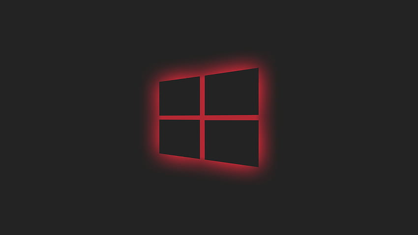 Windows 10 로고 Red Neon, Hi Tech 및 Background Den, Black Neon HD 월페이퍼