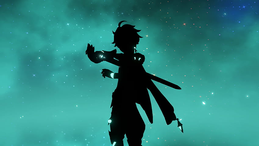 Bayangan Aether dengan Pedang Favonius (Genshin Impact) Langsung - Langsung, Minimalis Genshin Wallpaper HD