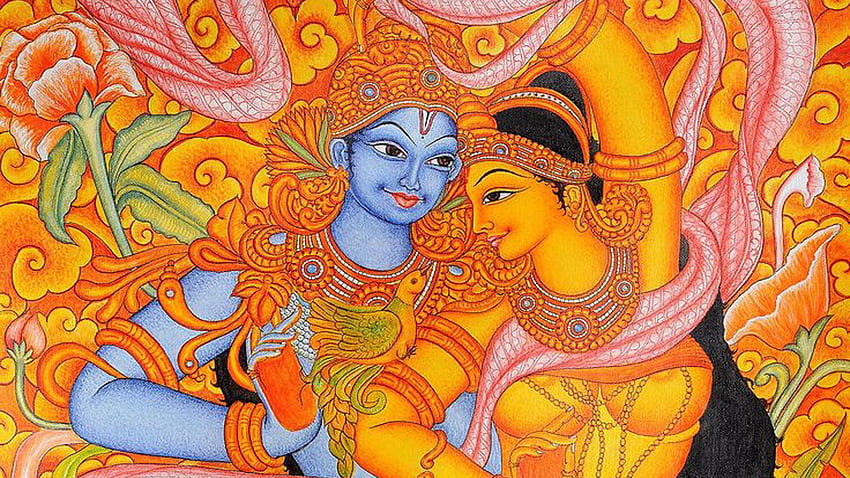 Mural Painting Pics Stunning Attractive - Lord Krishna And Radha Mural Paintings, Radha Krishna Art HD wallpaper