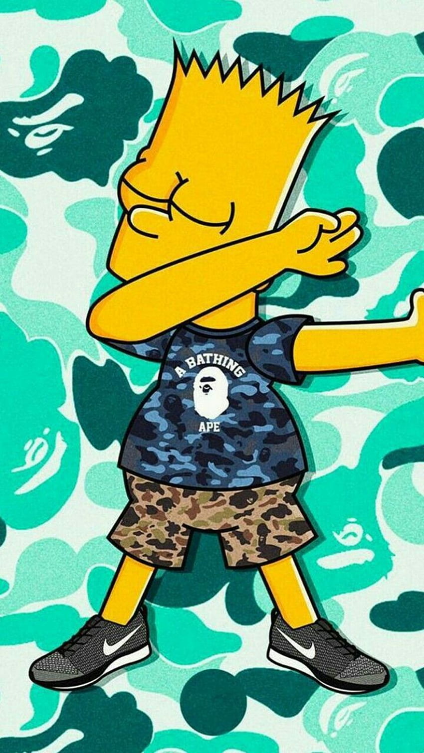 tonyteng on 素材. , Cartoon, Supreme BAPE Bart Simpson HD phone wallpaper