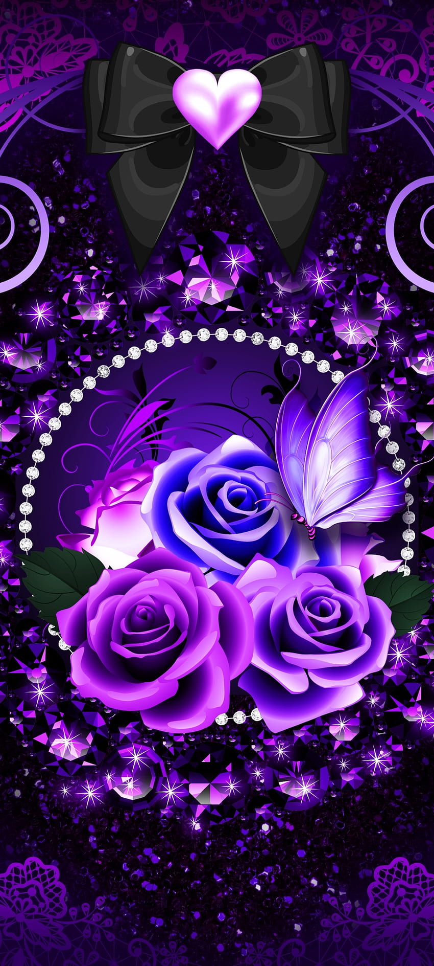 Purple Rose Heart, beautiful, pink, Luxury, Pick, Love, Diamond ...