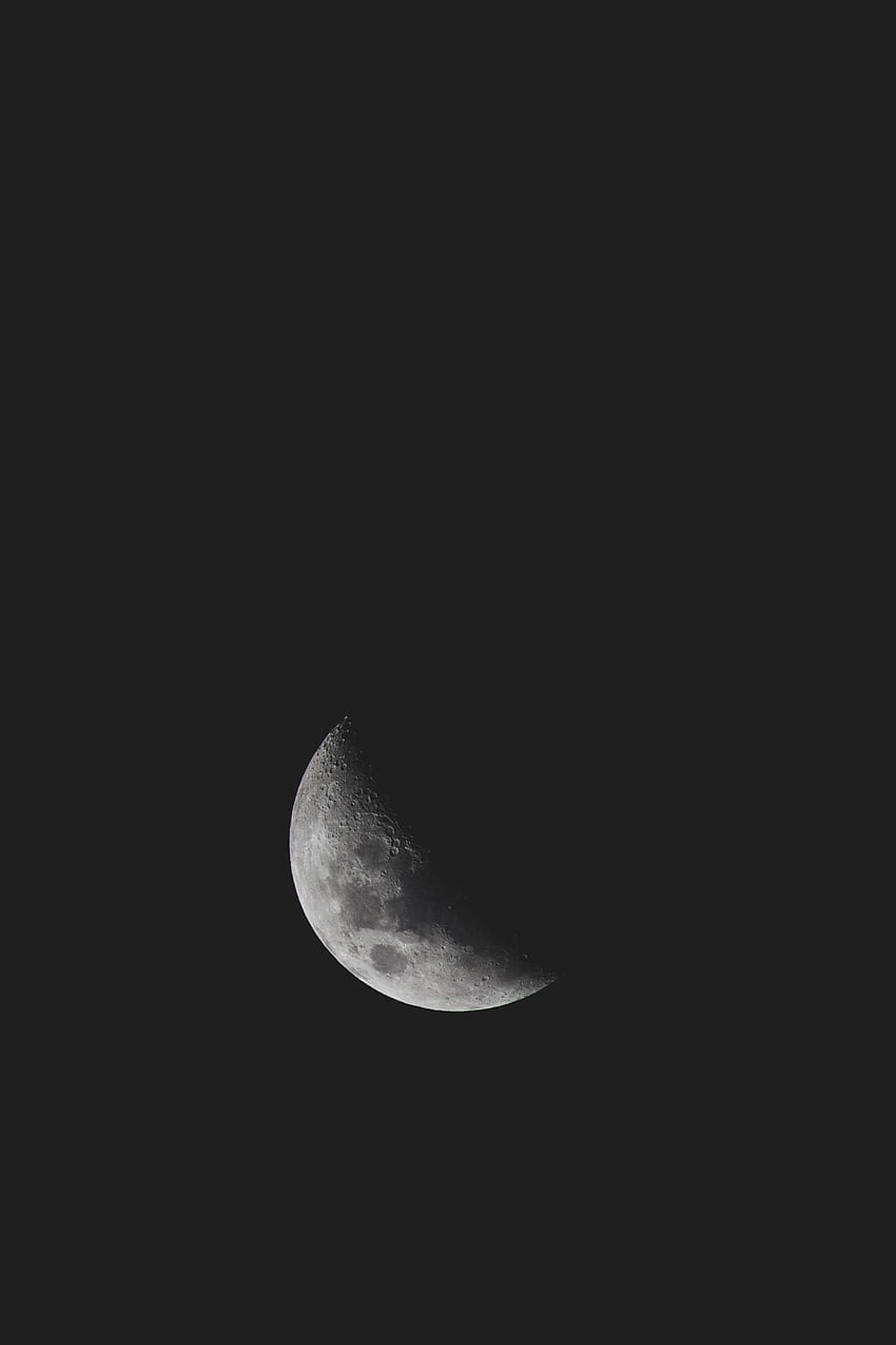 Moon, Dark, Minimalism, Bw, Chb, Craters HD phone wallpaper