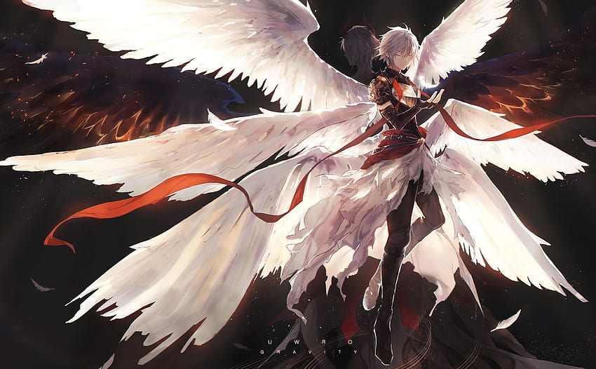 Anime Boys, Granblue Fantasy, Wings, Angel, Fantasy, Devil, Lucyfer, Devil Boy Anime Tapeta HD