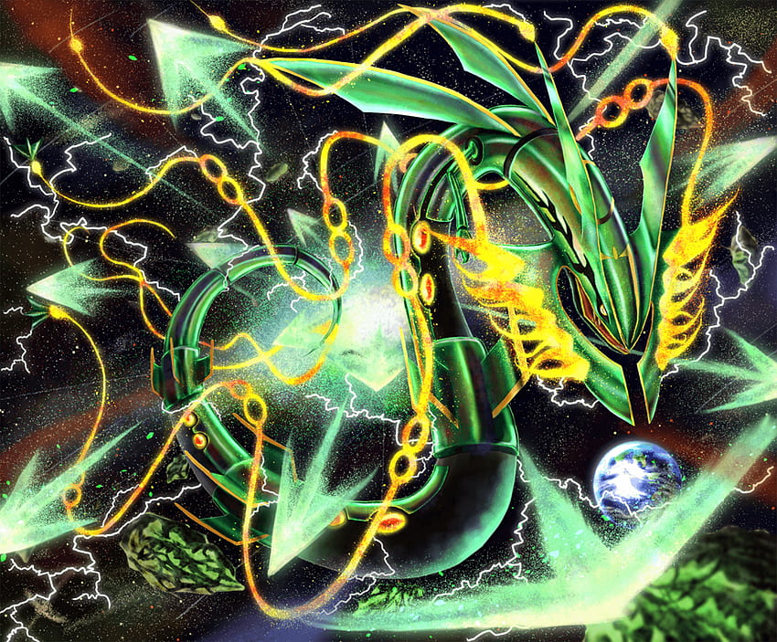 Mega Evolution (Pokémon) , Shiny Mega Rayquaza HD wallpaper