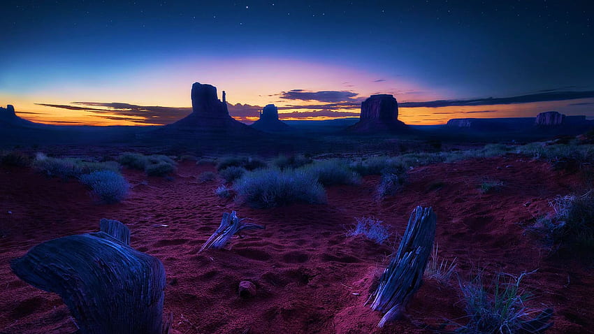 Pôr do sol em Monument Valley, Utah, cores, céu, rochas, EUA papel de parede HD