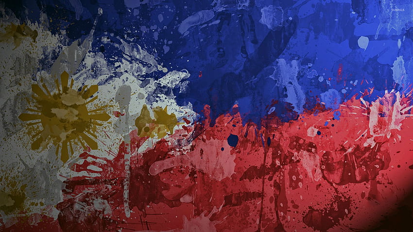 Paint splash on the flag of Philippines - Digital Art .. HD wallpaper