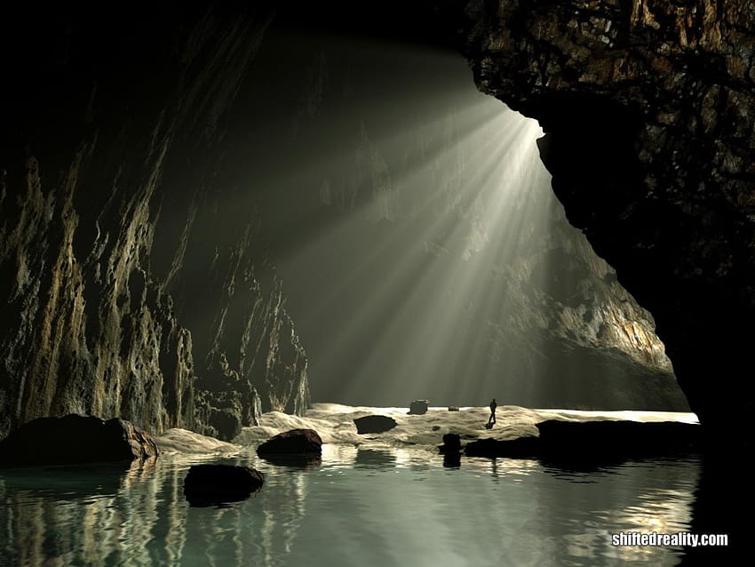 Grotto, caves, water HD wallpaper