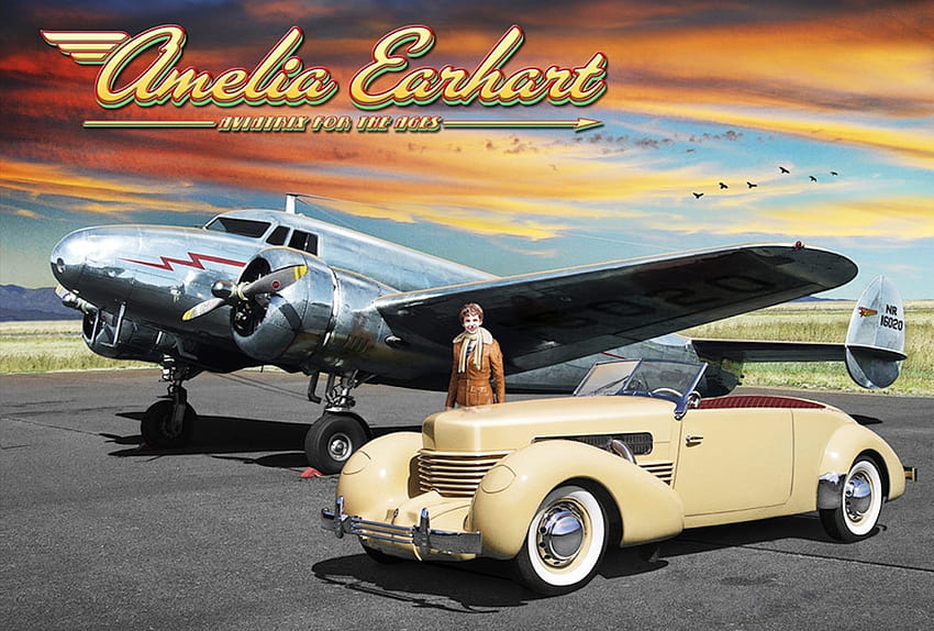 Amelia Earhart, piloto, misterio, cable, historia, avión, volador, roadster fondo de pantalla