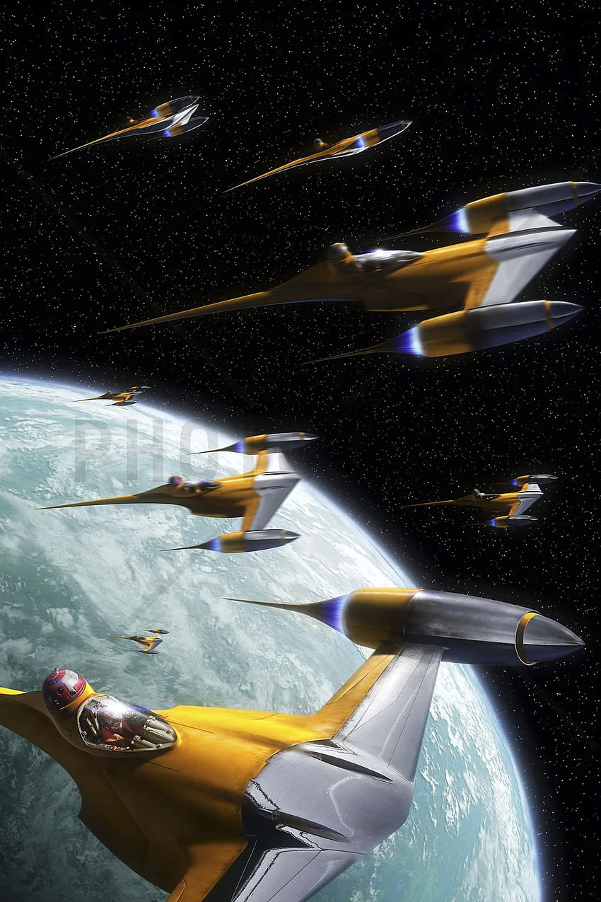 Star Wars - Naboo Starfighters 2 - Wall Mural & . Star wars , Star wars vehicles, Star wars HD phone wallpaper