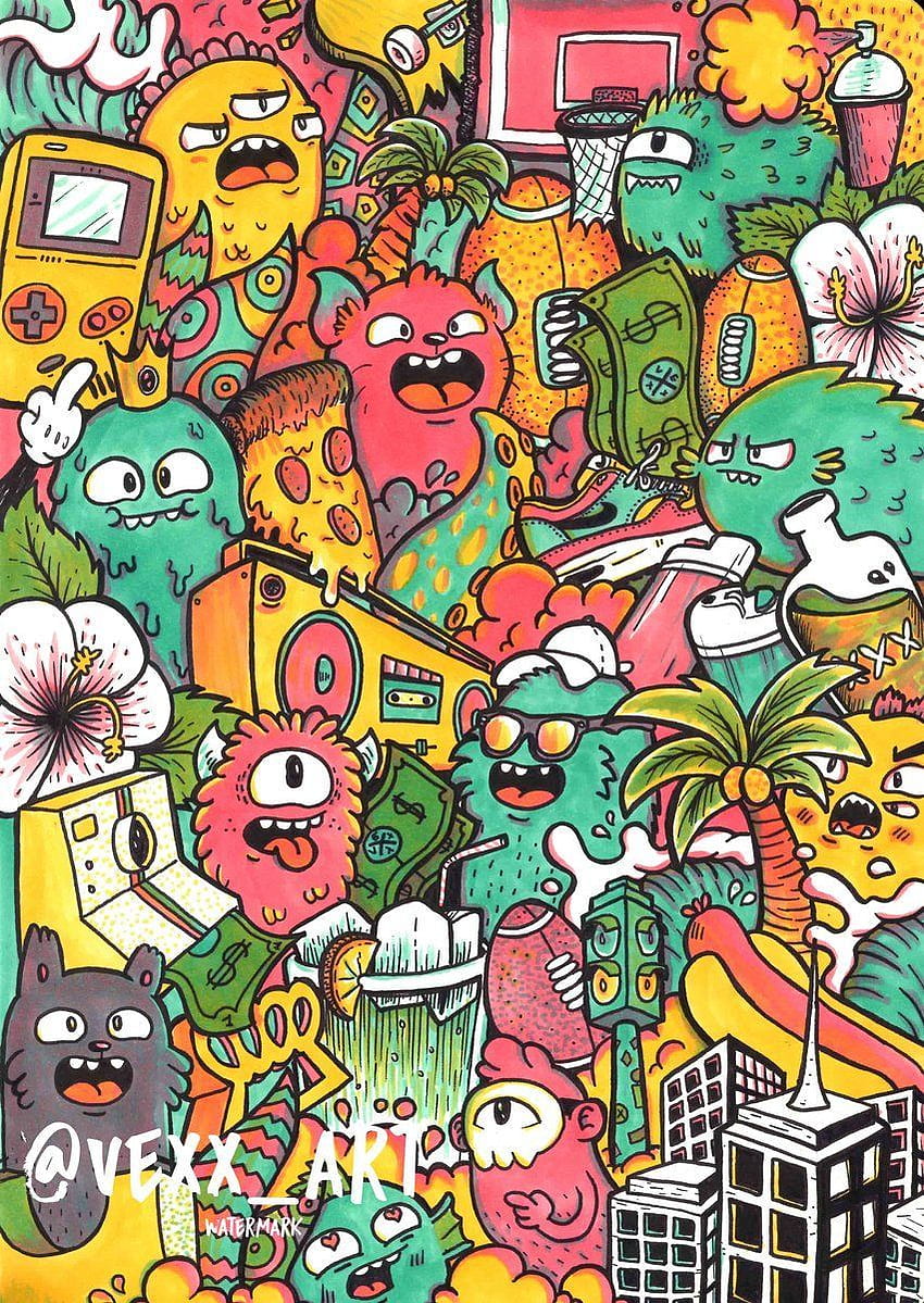 Vexx doodles. Graffiti doodles, Doodle art drawing, Doodle art, Colorful Doodle Art HD phone wallpaper