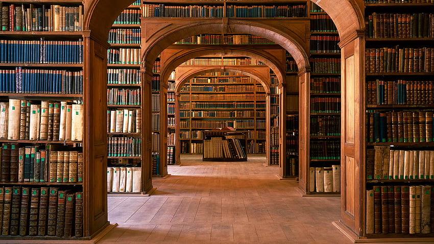 Biblioteka, estetyczny laptop biblioteczny Tapeta HD