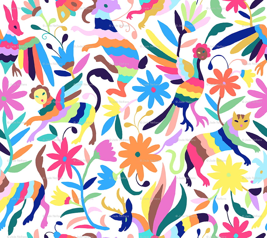 Dog Otomi Multicolor Larger Print Fabric  Otomi embroidery Etsy art  prints Large print wallpaper