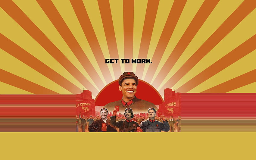 Obama in Chinese Themed Propaganda Poster, GET TO WORK. LOGOS & BRANDS HD wallpaper