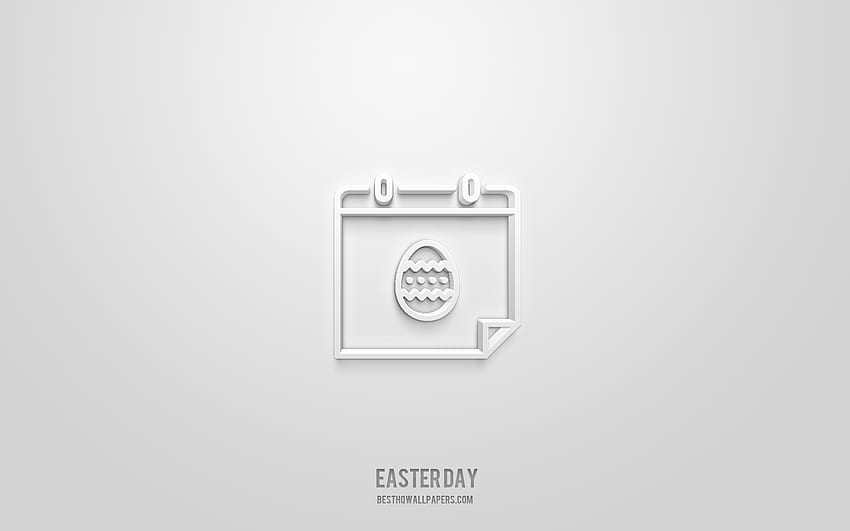 Easter day 3d icon, white background, 3d symbols, Easter day, Easter icons, 3d icons, Easter day sign, Easter 3d icons HD wallpaper