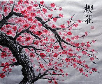 japanese cherry blossom art wallpaper