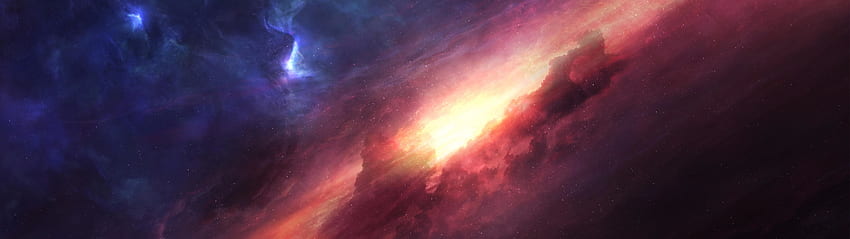 Космическа мъглявина, изрязана от : многостенна, 5120x1440 лилаво HD тапет