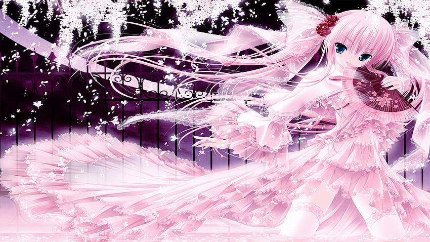 anime Girls, różowe włosy, niebieskie oczy, długie włosy, oryginalne postacie / i mobilne tło, Anime Girl Pink Tapeta HD