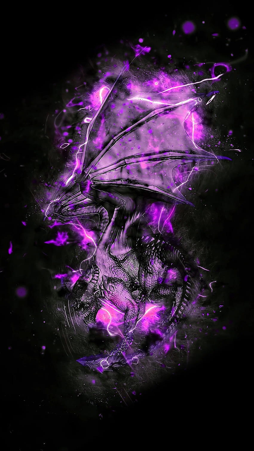 dragon phone , violet, purple, fractal art, graphic design, water HD phone wallpaper