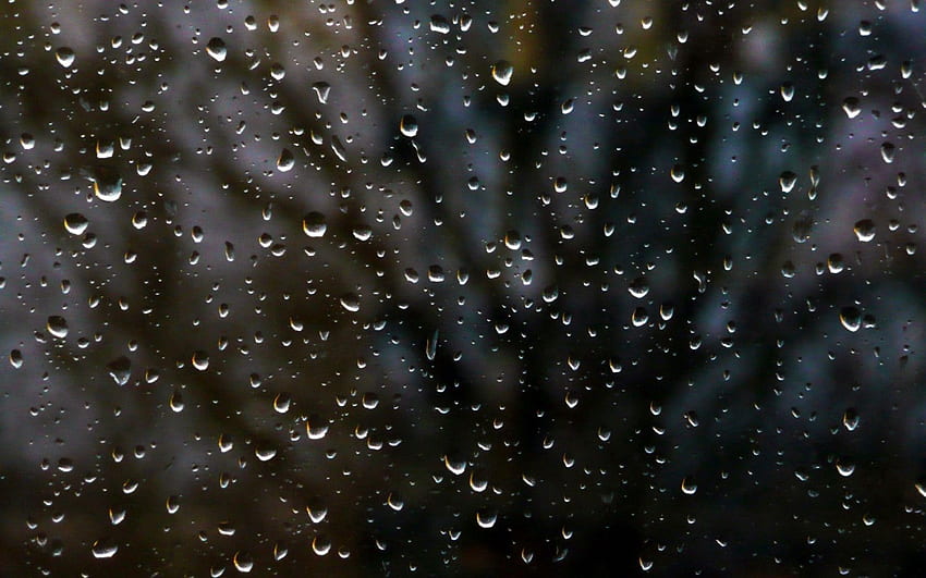 Deszcz, Noc, Krople, Makro, Szkło, Okno Tapeta HD