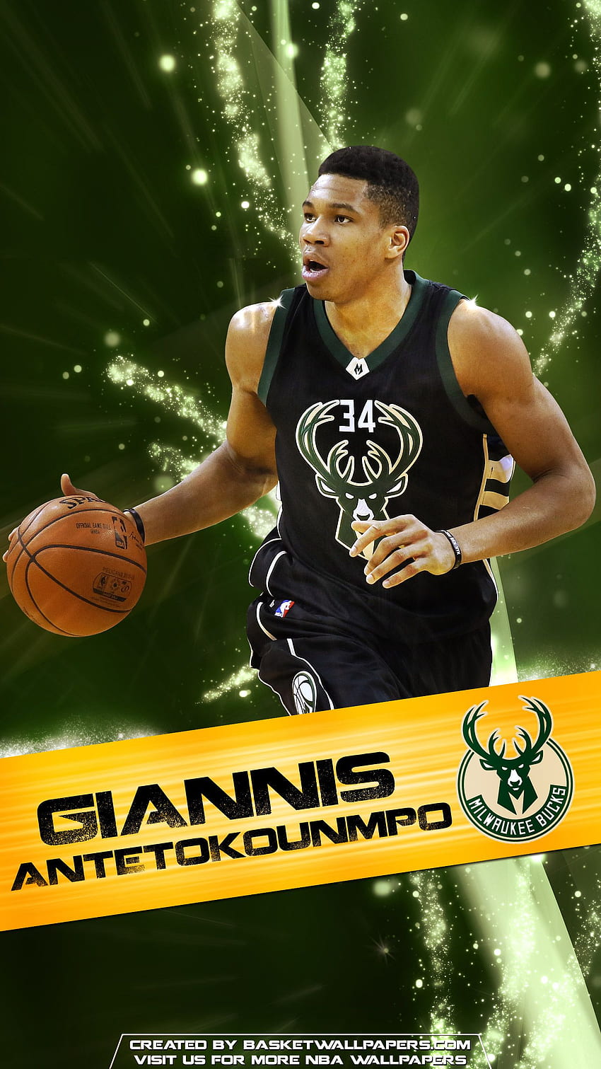 Giannis Antetokounmpo Milwaukee Bucks 2016 Mobil. Basketball HD-Handy-Hintergrundbild