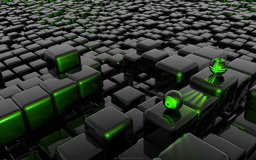 Collection de noir et vert citron sur - cubes noirs et verts - -, noir vert 3D Fond d'écran HD