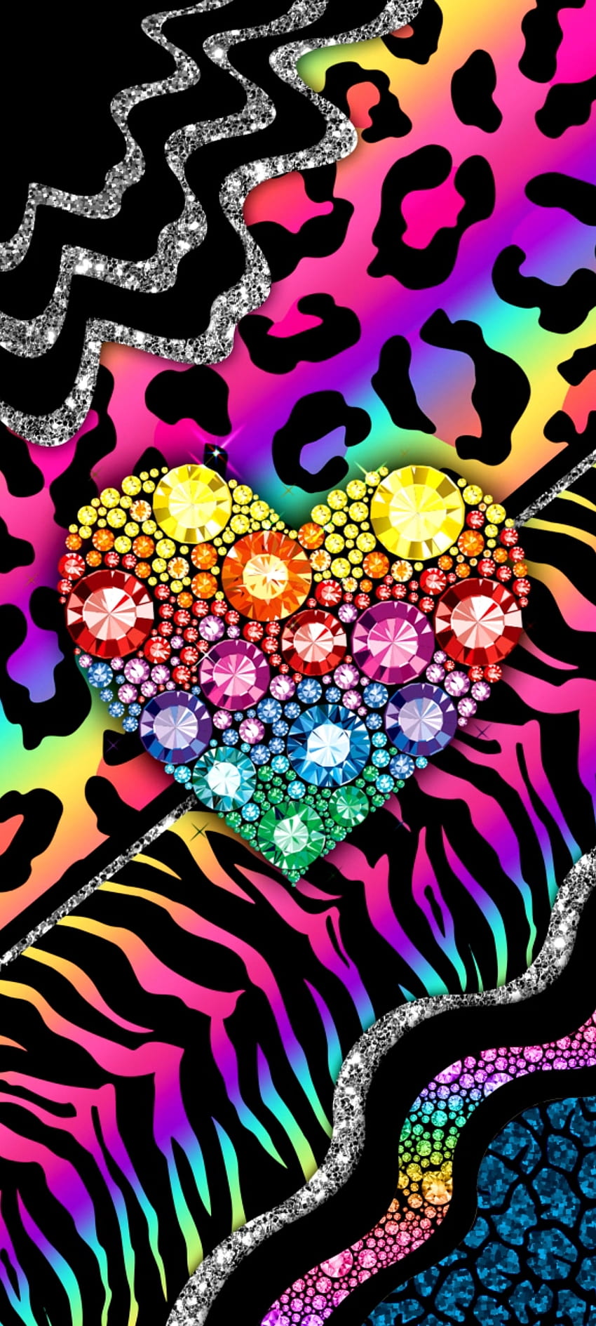 Love_Gem_Pattern, love, electric blue, magenta, diamond, leopard, luxury, Premium, valentine HD phone wallpaper