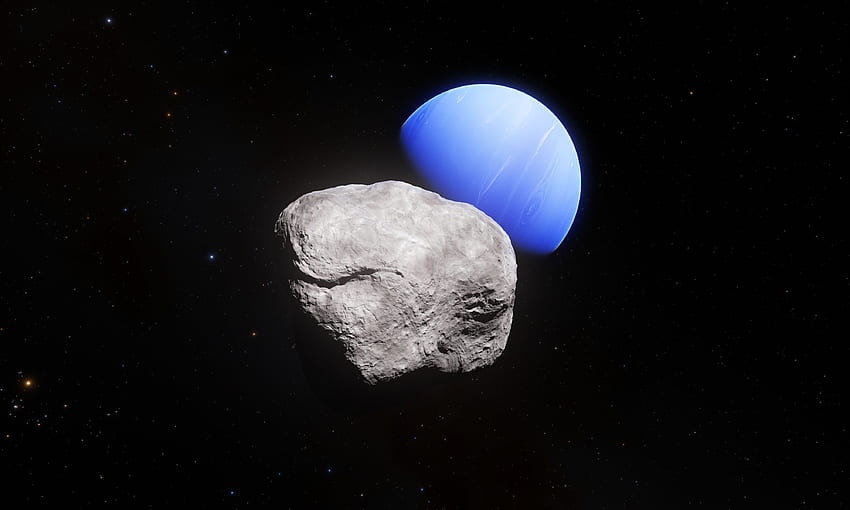 Netuno e sua menor lua Hippocamp (impressão do artista), Planeta Netuno papel de parede HD