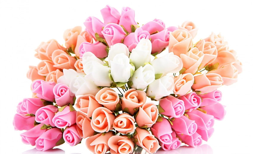 * Mawar *, mawar putih, karangan bunga, mawar, mawar merah muda, bunga Wallpaper HD