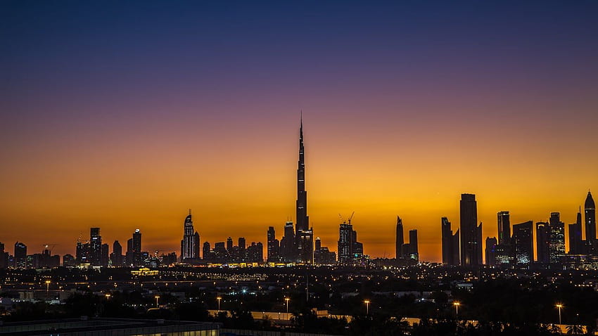 Dubai sunset skyline HD wallpaper